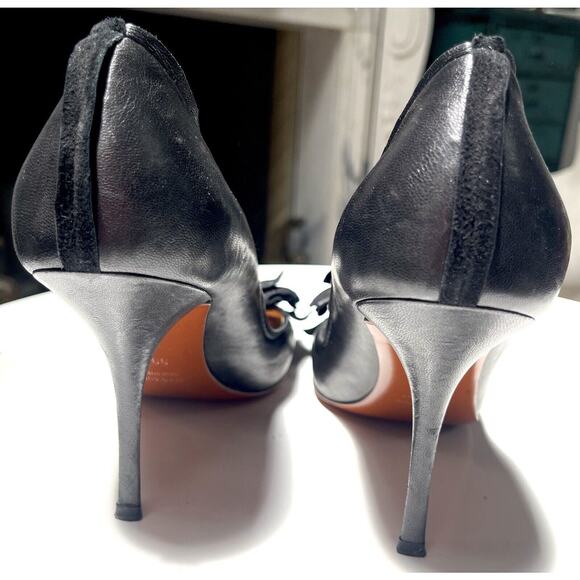 Lanvin PARIS Pin Up Leather Black Round Toe BOW 2011 Unique Heel Pumps 39.5 - Picture 8 of 11